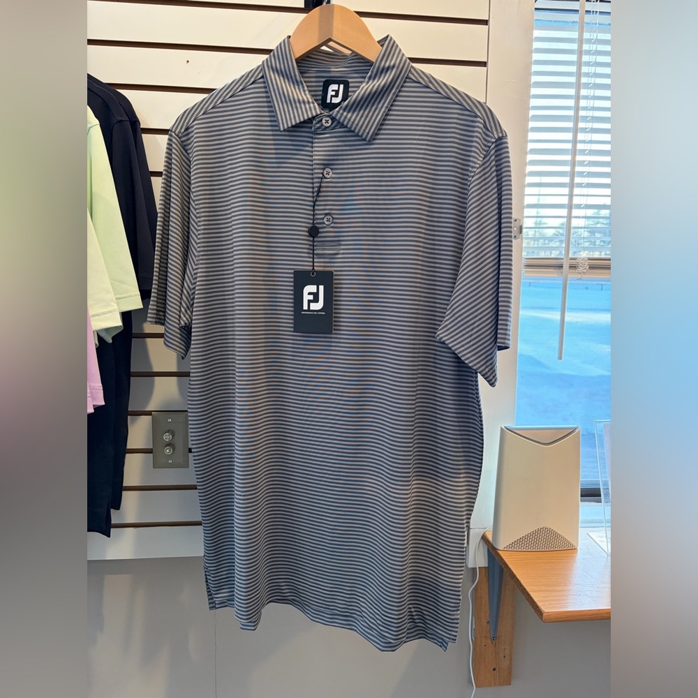 Footjoy Men's Blue Striped Polo Shirt